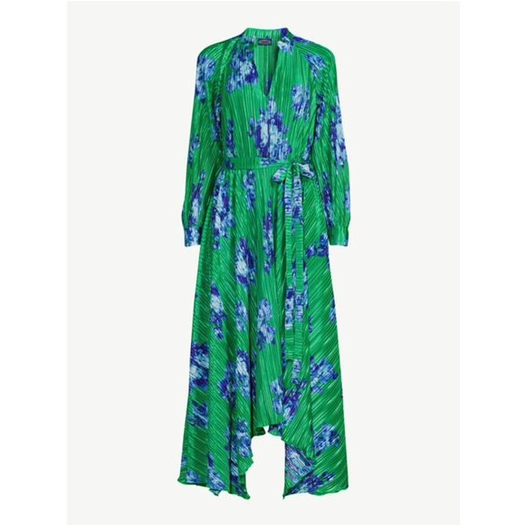 Scoop Women's Pleated Floral Midi Dress with Handkerchief Hem Women's Size XXL 2 - Picture 3 of 5